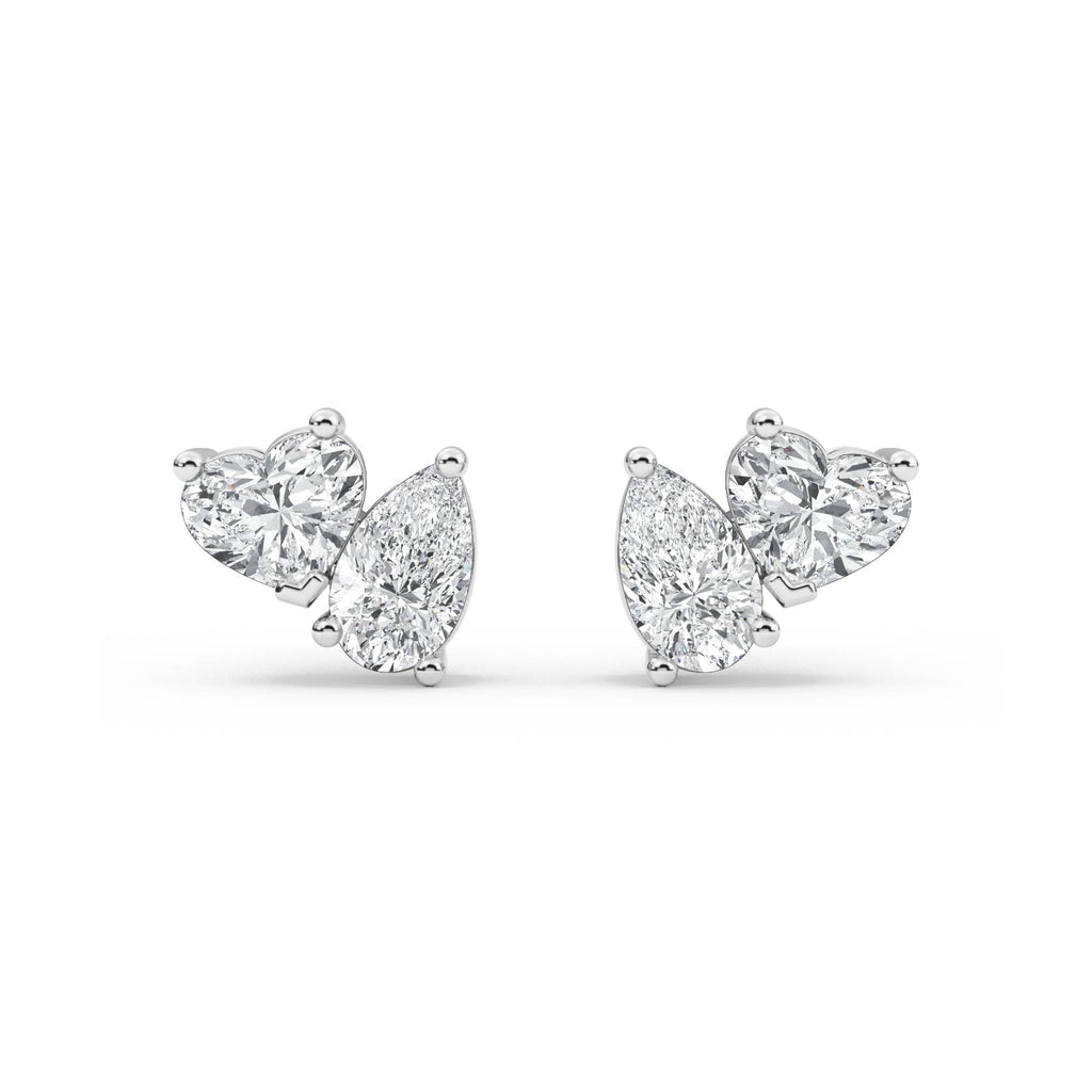 1.00ct Toi et Moi Pear and Heart cut Lab Grown Diamond Earrings