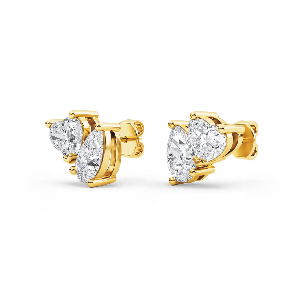 1.00ct Toi et Moi Pear and Heart cut Lab Grown Diamond Earrings