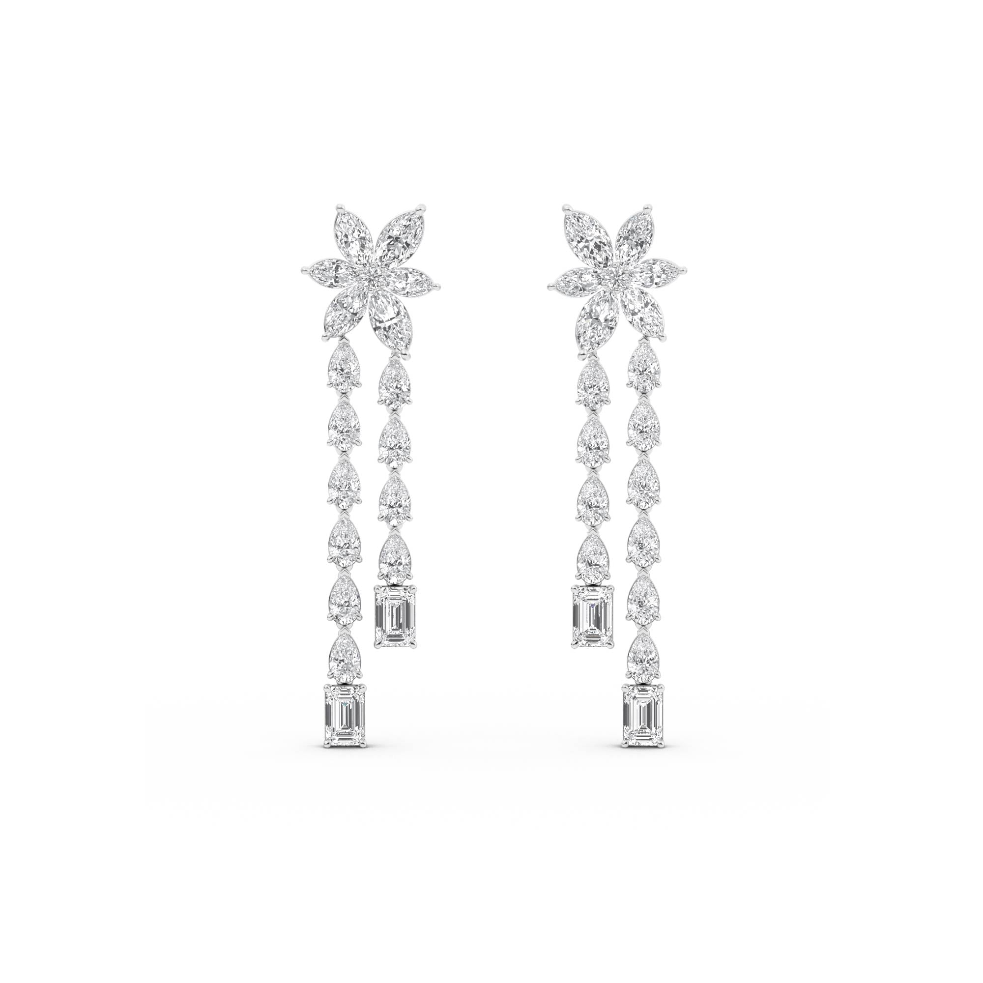 9.06ct Marquise Pear and Emerald cut Lab Grown Diamond Floral Exceptional Earrings