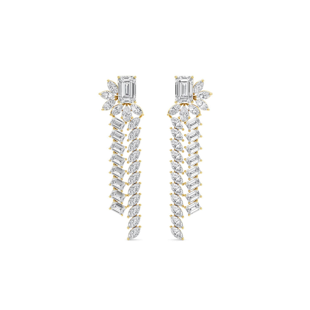 10.37ct Emerald Marquise and Pear cut Lab Grown Diamond Floral Exceptional Earrings