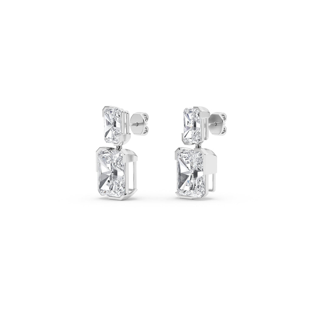 12.11ct Radiant cut Lab Grown Diamond Exceptional Bezel Drop Earrings