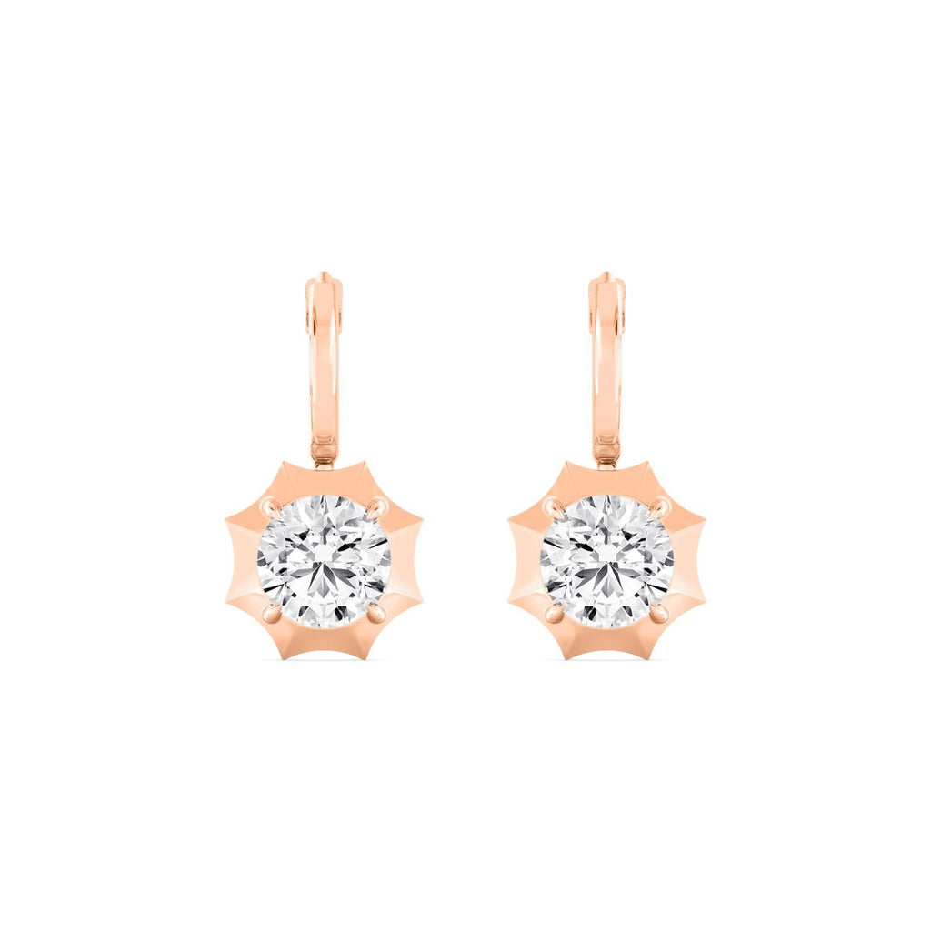4.00ct Round Lab Grown Diamond Georgian Cut Down Drop Hoop Earrings