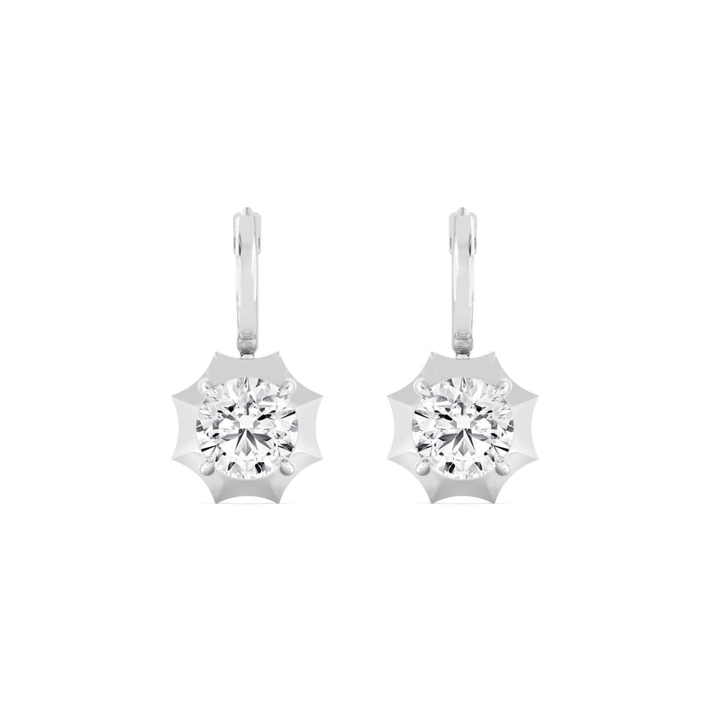 4.00ct Round Lab Grown Diamond Georgian Cut Down Drop Hoop Earrings