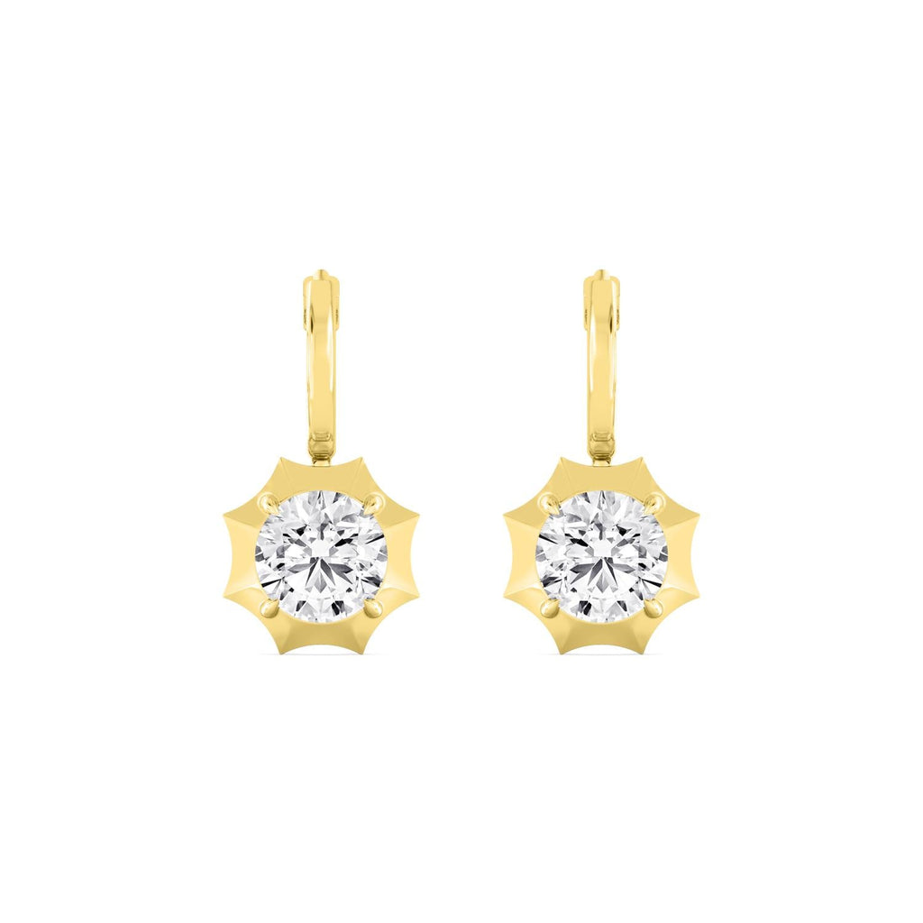 4.00ct Round Lab Grown Diamond Georgian Cut Down Drop Hoop Earrings