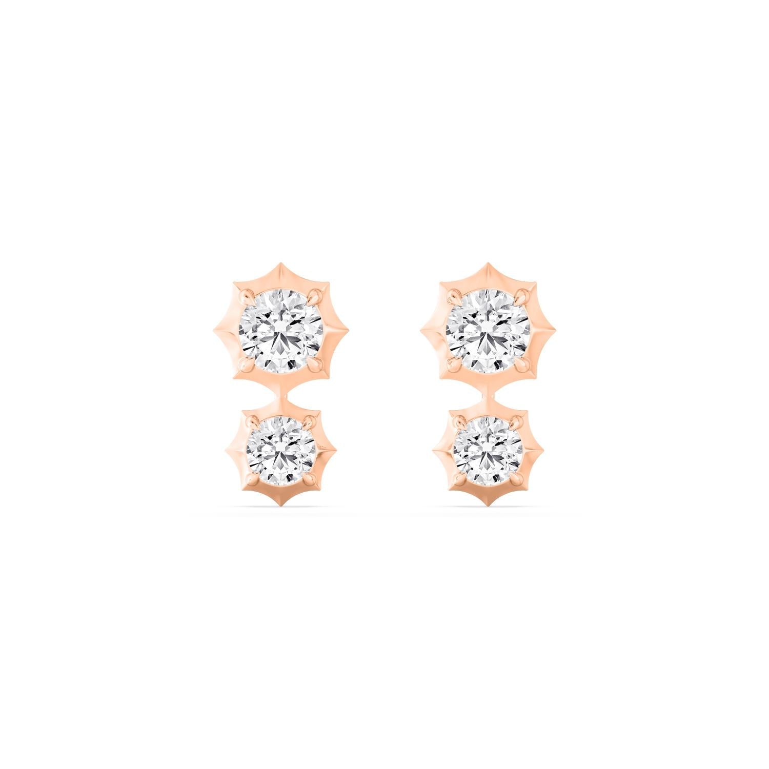 2.71ct Round Lab Grown Diamond Georgian Cut Down Drop Earrings