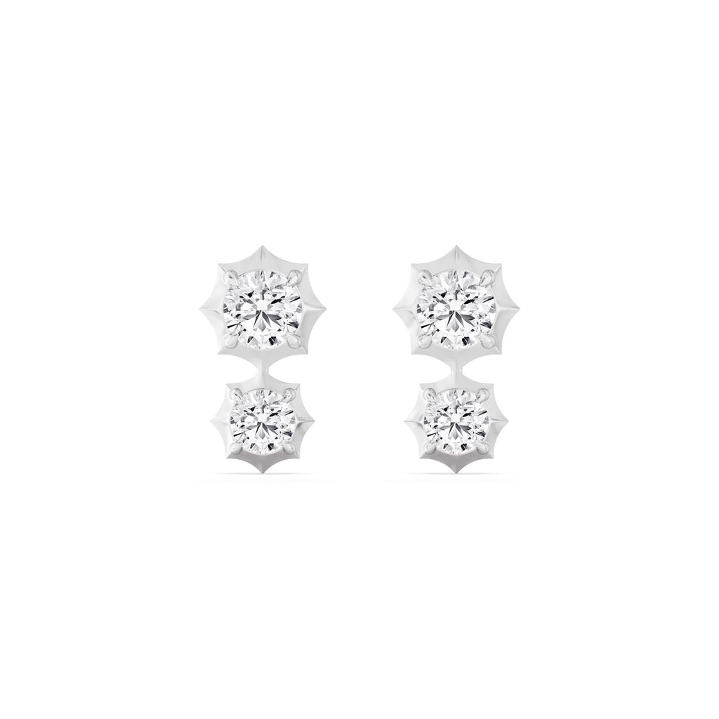 2.71ct Round Lab Grown Diamond Georgian Cut Down Drop Earrings