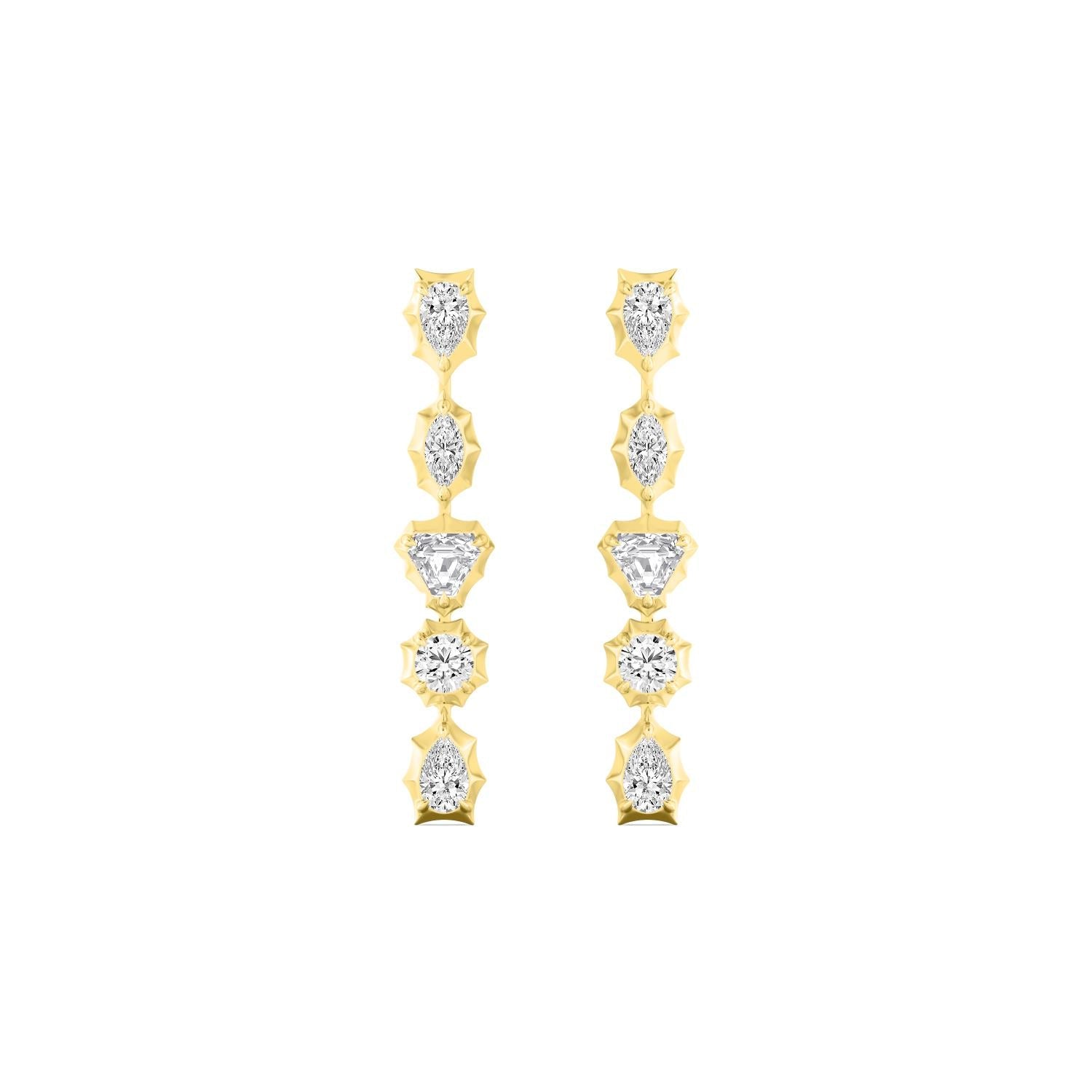 1.00ct Multishape Lab Grown Diamond Georgian Cut Down Drop Earrings