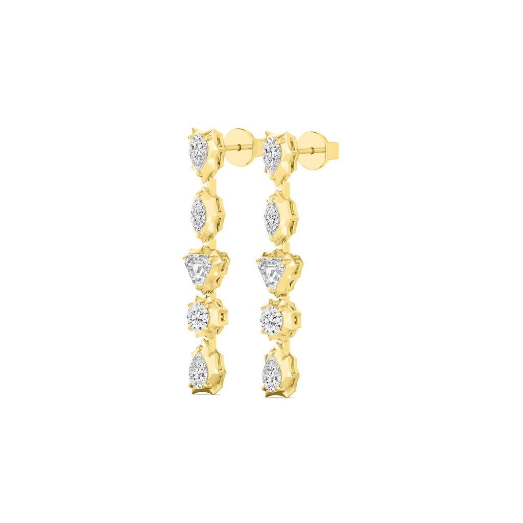 1.00ct Multishape Lab Grown Diamond Georgian Cut Down Drop Earrings