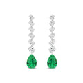 10.40ct Oval Lab Grown Emerald and Diamond Exceptional Drop Earrings