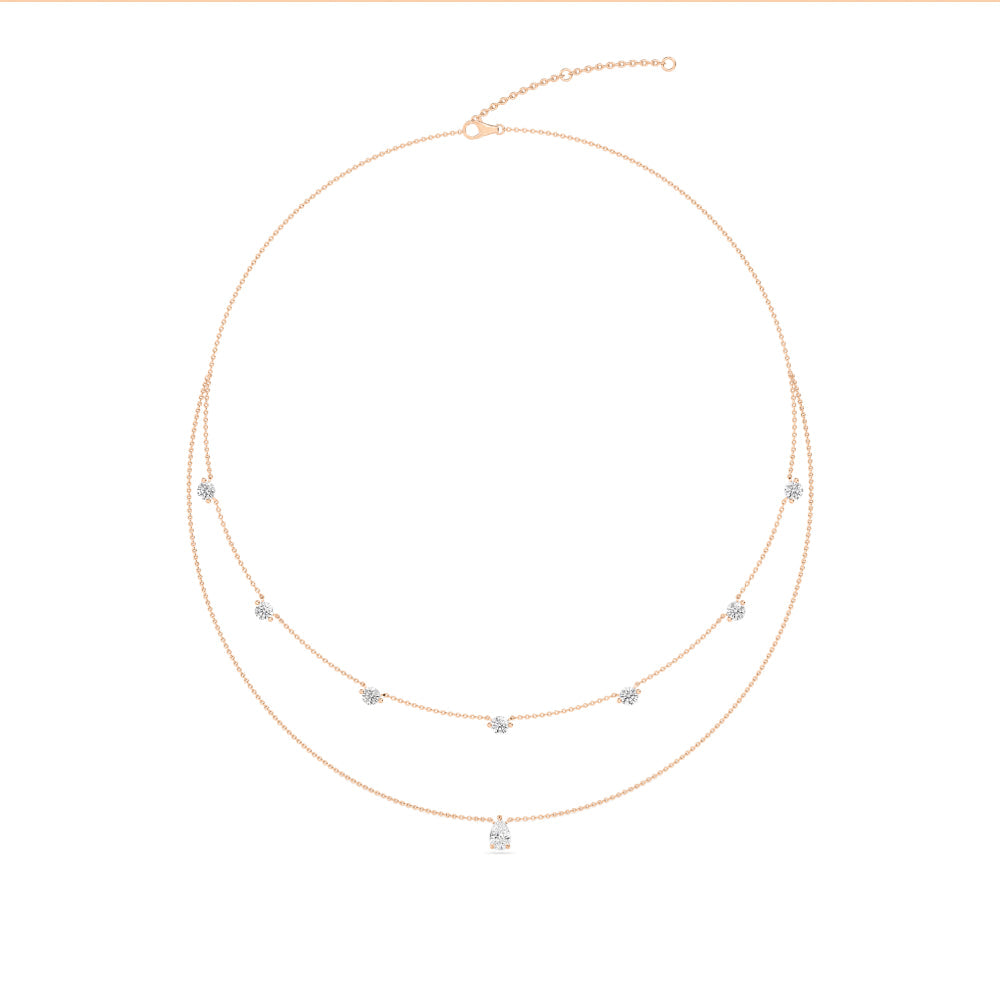2.13ct Round and Pear Lab Grown Diamond Layered Necklace