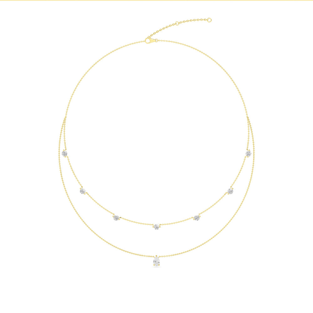 2.13ct Round and Pear Lab Grown Diamond Layered Necklace