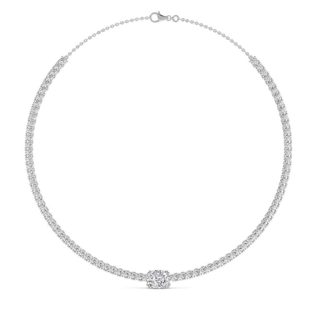 12.43ctct Oval Accent Lab Grown Diamond Exceptional Tennis Necklace