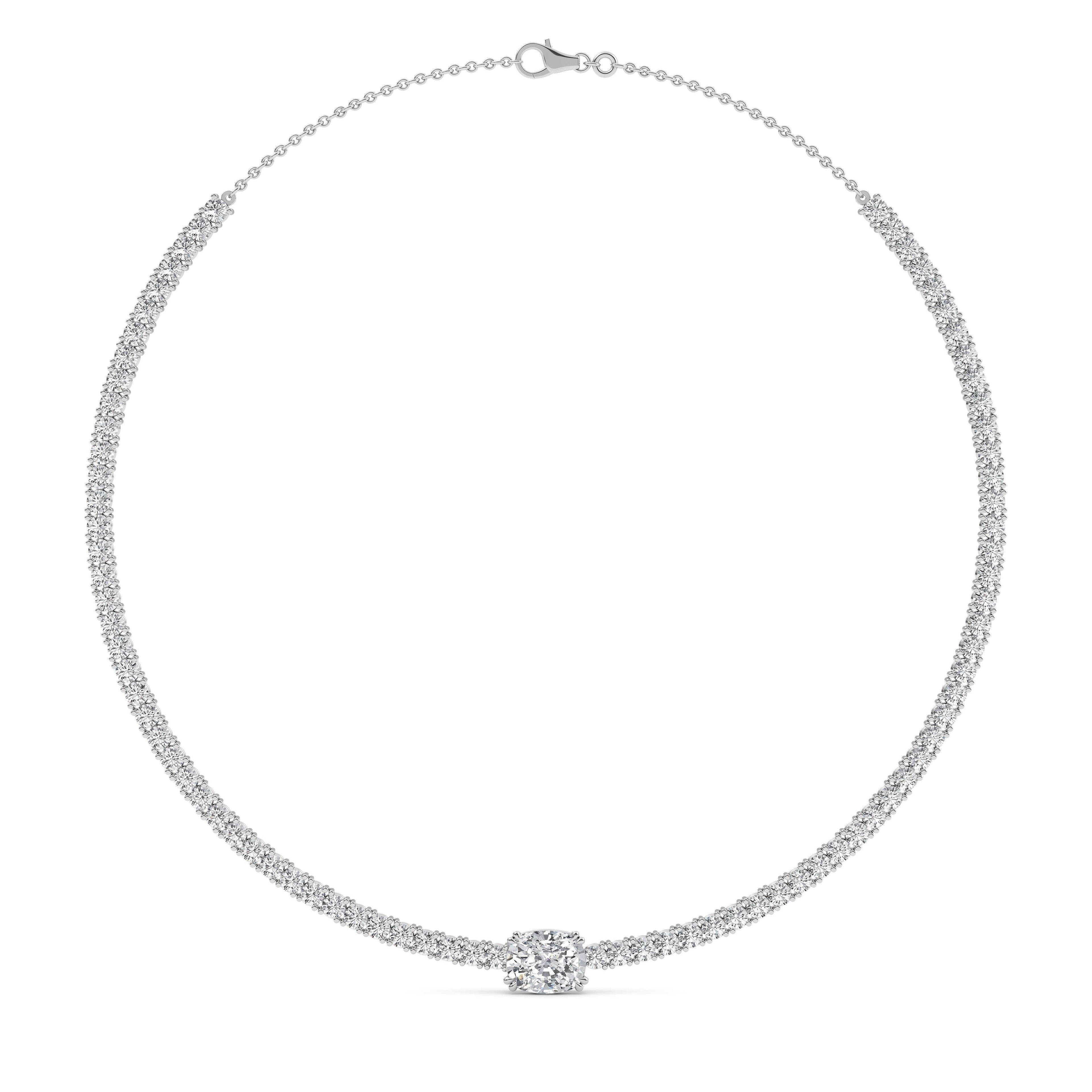 12.43ctct Oval Accent Lab Grown Diamond Exceptional Tennis Necklace