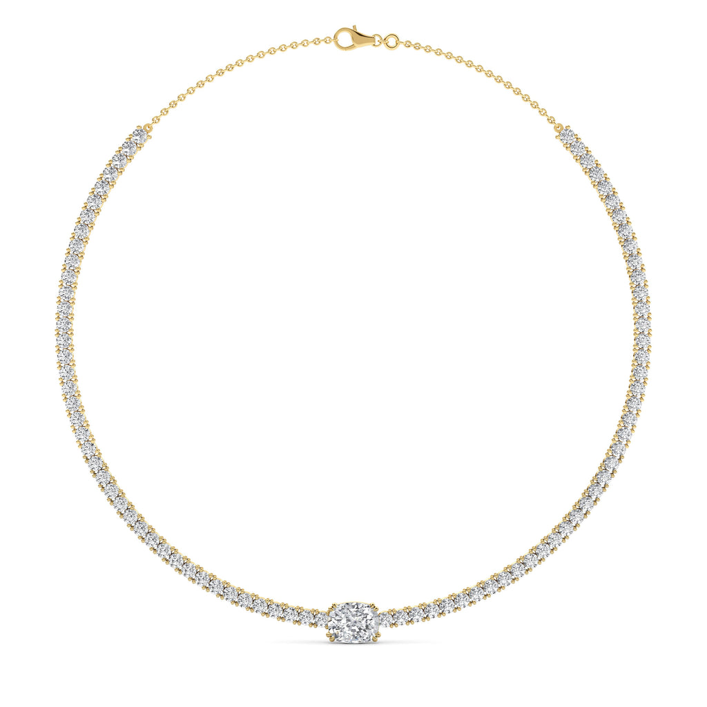 12.43ctct Oval Accent Lab Grown Diamond Exceptional Tennis Necklace