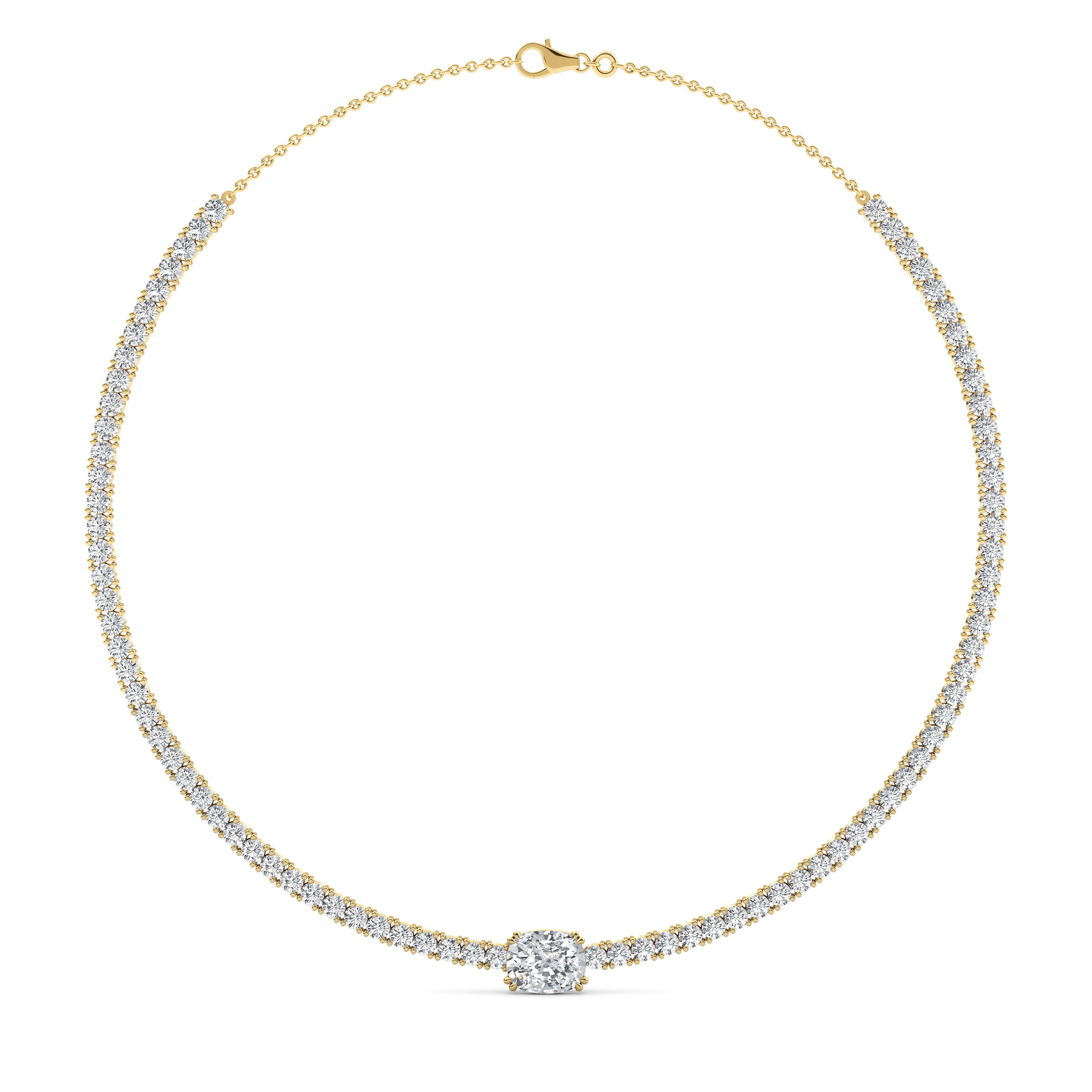 12.43ctct Oval Accent Lab Grown Diamond Exceptional Tennis Necklace