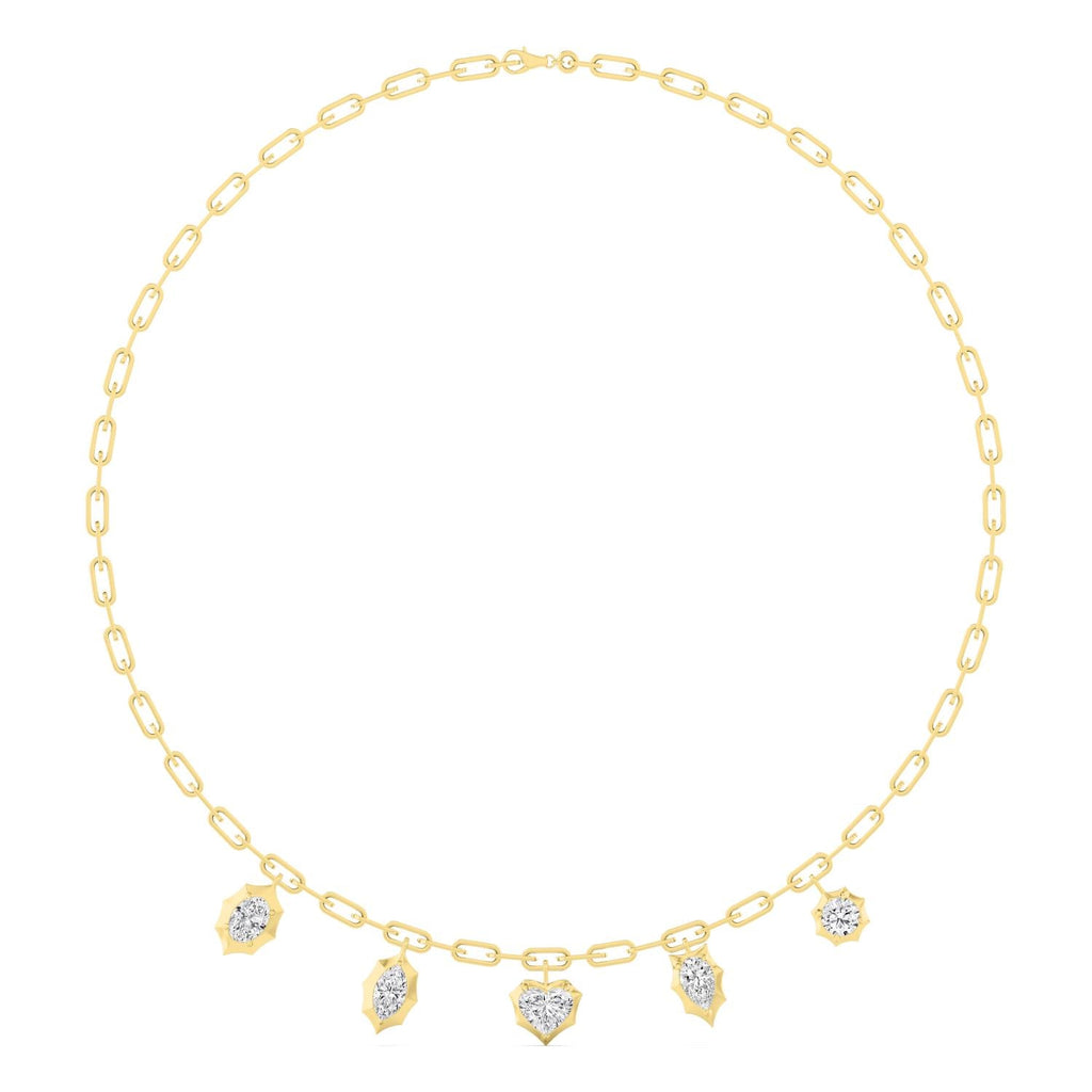 4.57ctw Lab Grown Diamond Multishape Georgian Cut Down Charm Necklace