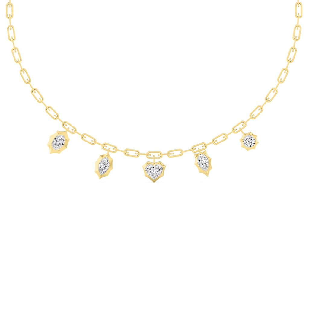 4.57ctw Lab Grown Diamond Multishape Georgian Cut Down Charm Necklace