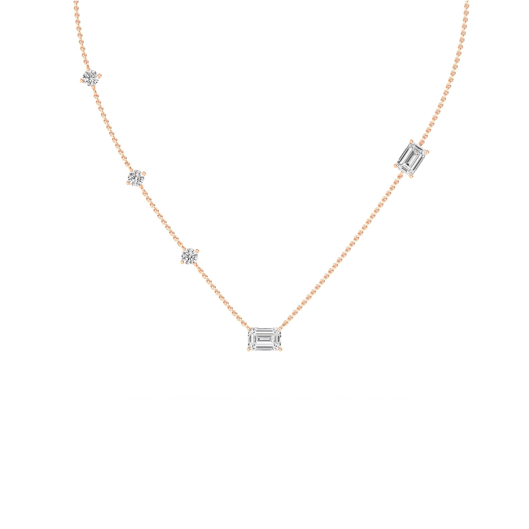 2.50ct Emerald cut Lab Grown Diamond Station Necklace
