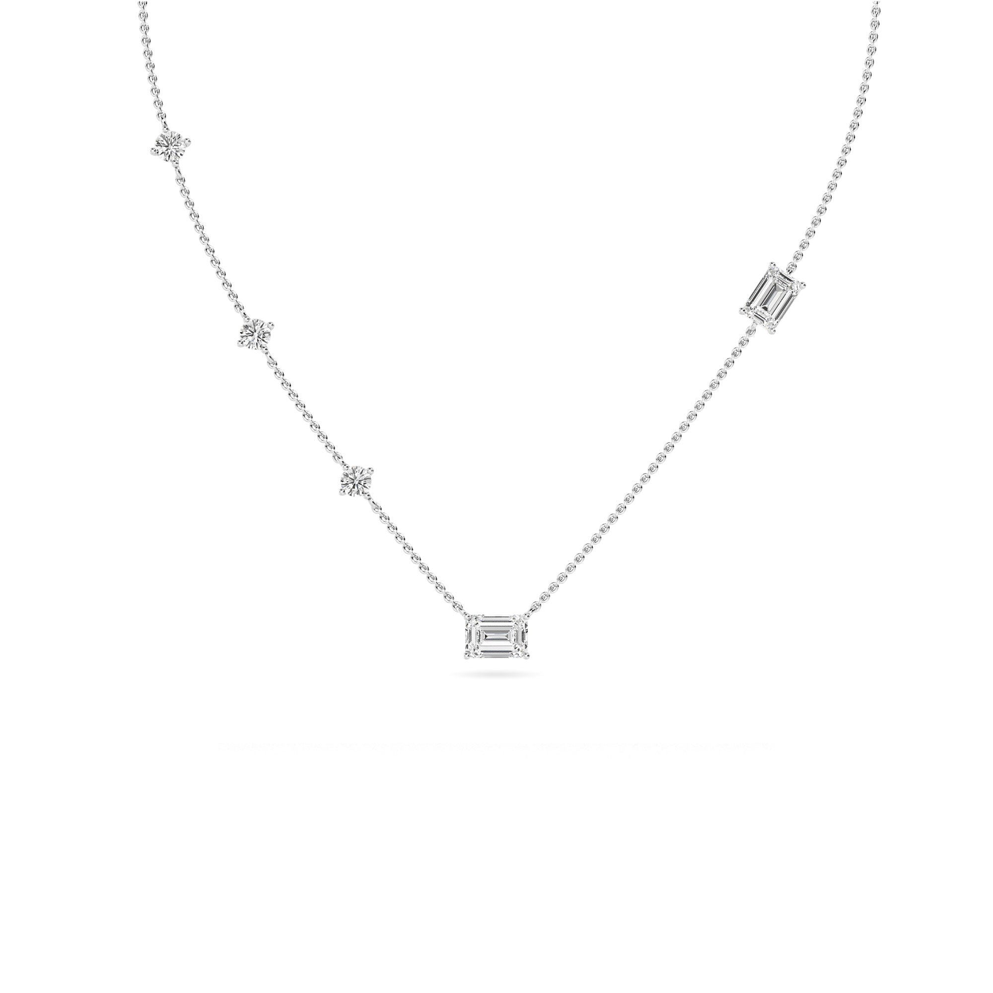 2.50ct Emerald cut Lab Grown Diamond Station Necklace