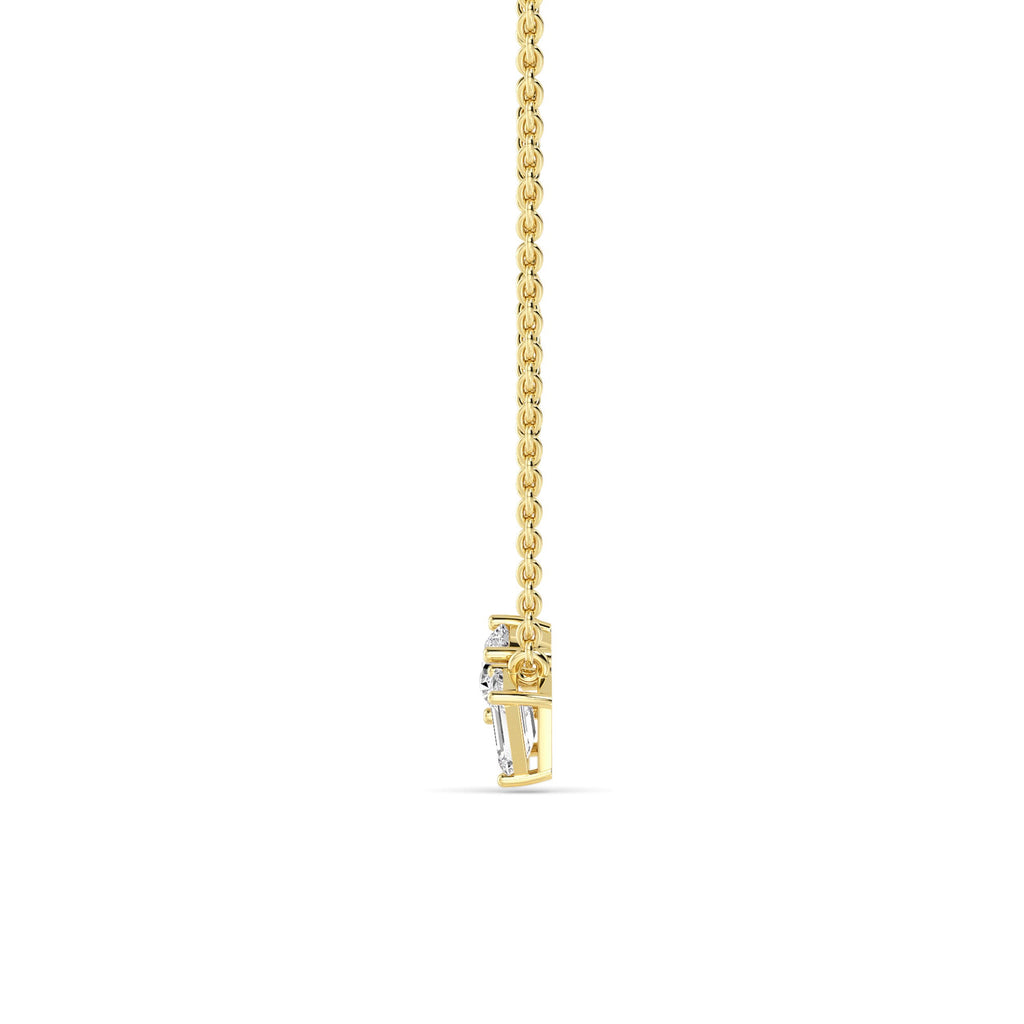 0.91ctw Emerald and Round Lab Grown Diamond Toi et Moi Necklace