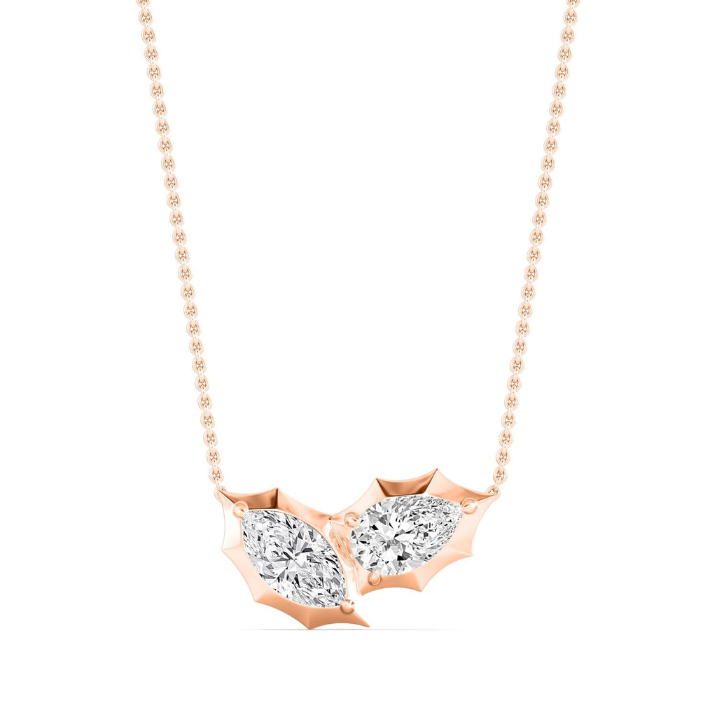 2.00ctw Oval and Marquise Lab Grown Diamond Georgian Cut Down Two Stone Necklace