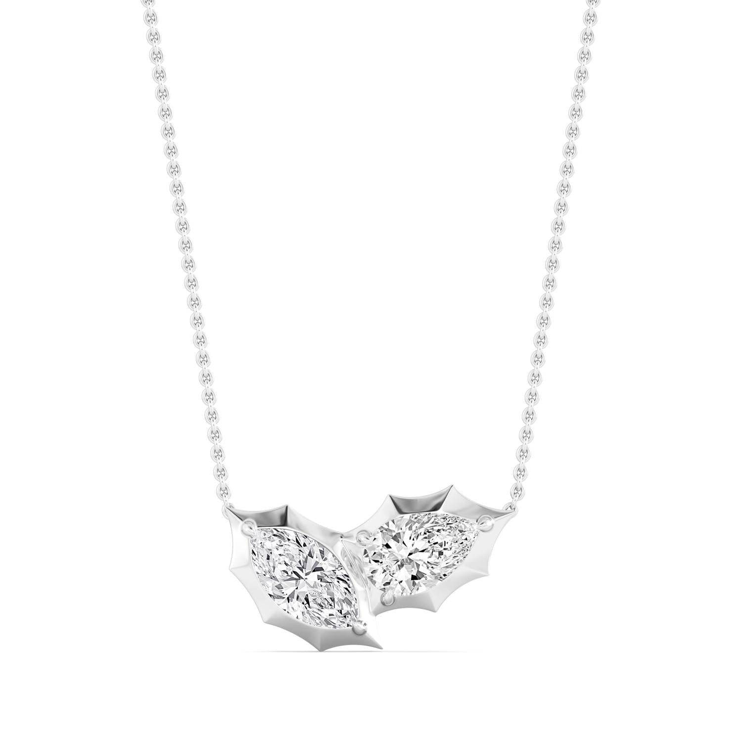 2.00ctw Oval and Marquise Lab Grown Diamond Georgian Cut Down Two Stone Necklace