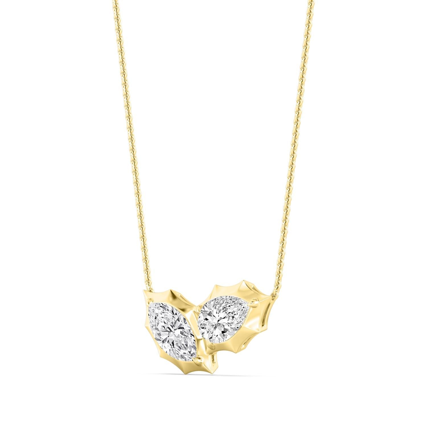 2.00ctw Oval and Marquise Lab Grown Diamond Georgian Cut Down Two Stone Necklace