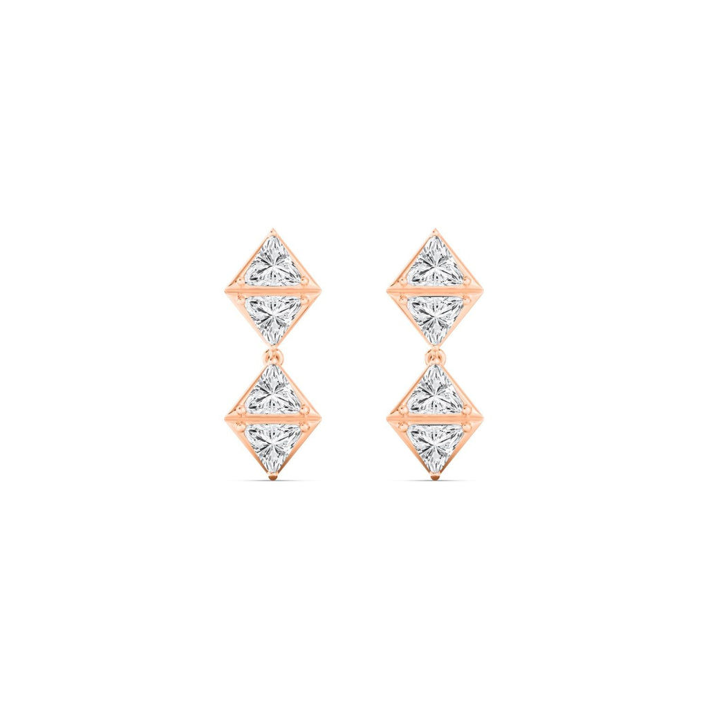 2.20ctw Trillion Lab Grown Diamond Georgian Cut Down Drop Earrings