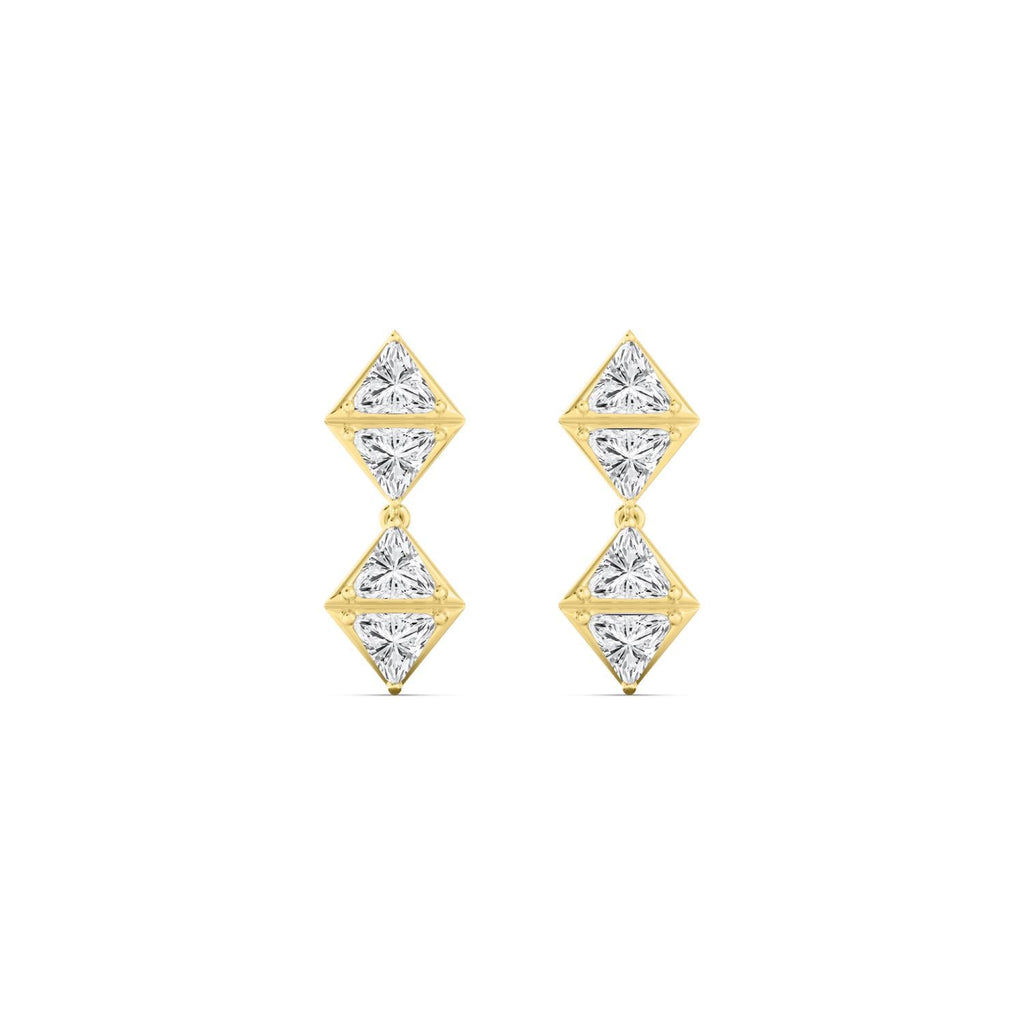 2.20ctw Trillion Lab Grown Diamond Georgian Cut Down Drop Earrings