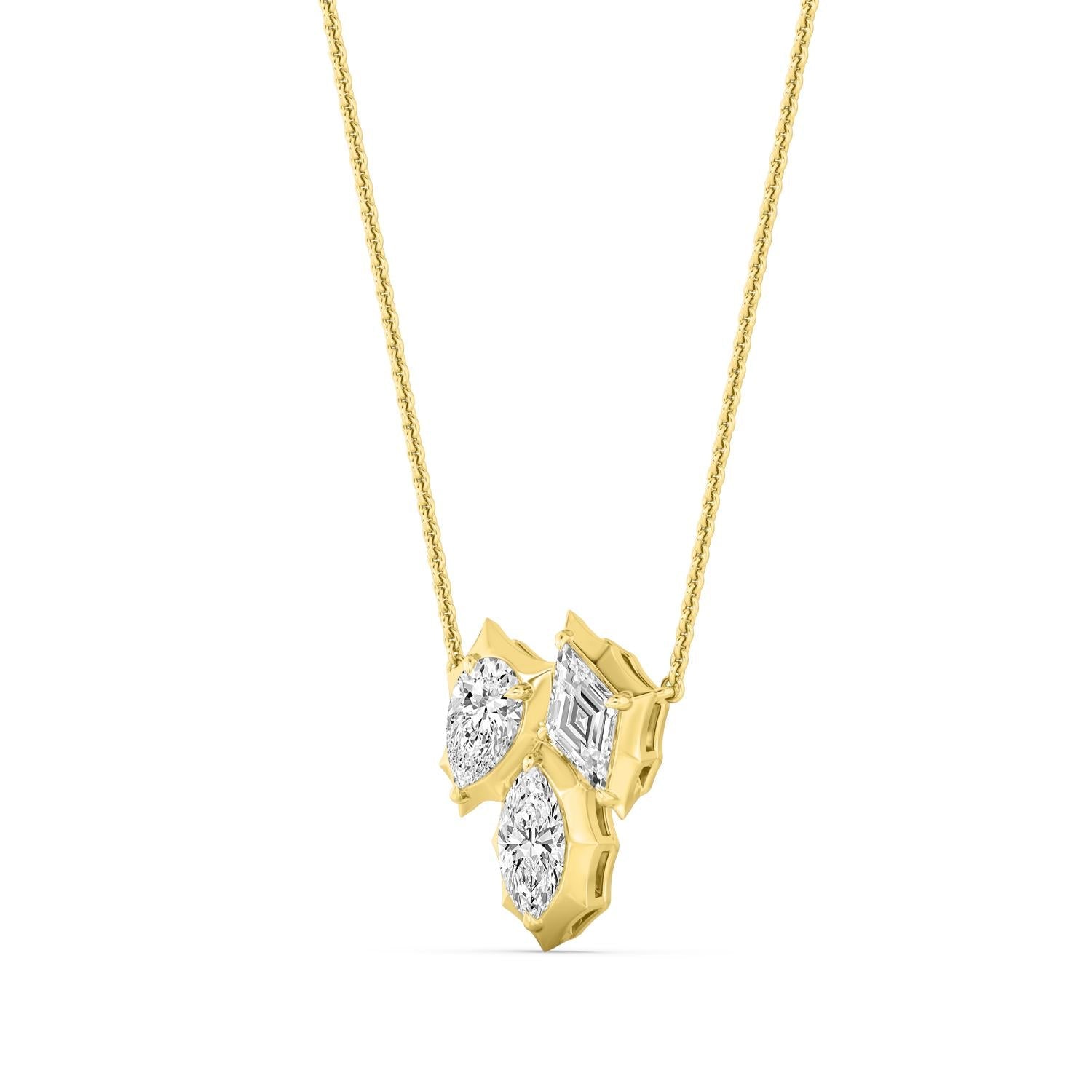 1.68ctw Lab Grown Diamond Multishape Georgian Cut Down Necklace