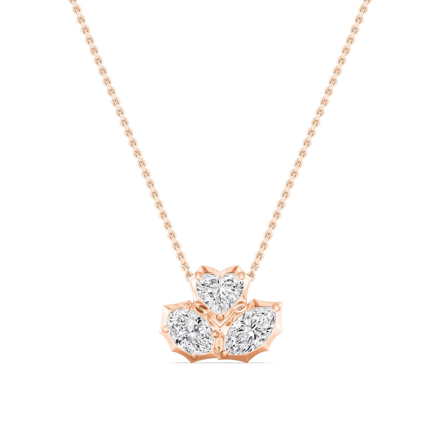 1.59ctw Lab Grown Diamond Multishape Georgian Cut Down Cluster Necklace