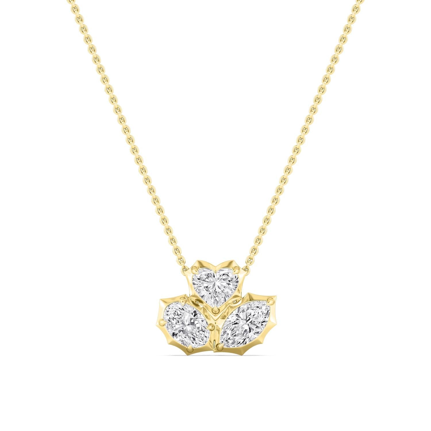 1.59ctw Lab Grown Diamond Multishape Georgian Cut Down Cluster Necklace
