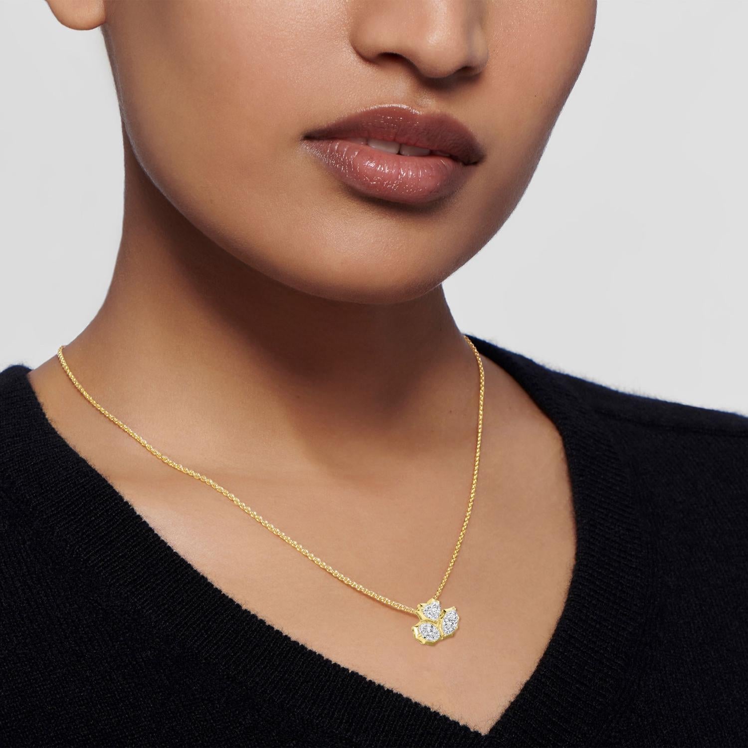 1.59ctw Lab Grown Diamond Multishape Georgian Cut Down Cluster Necklace