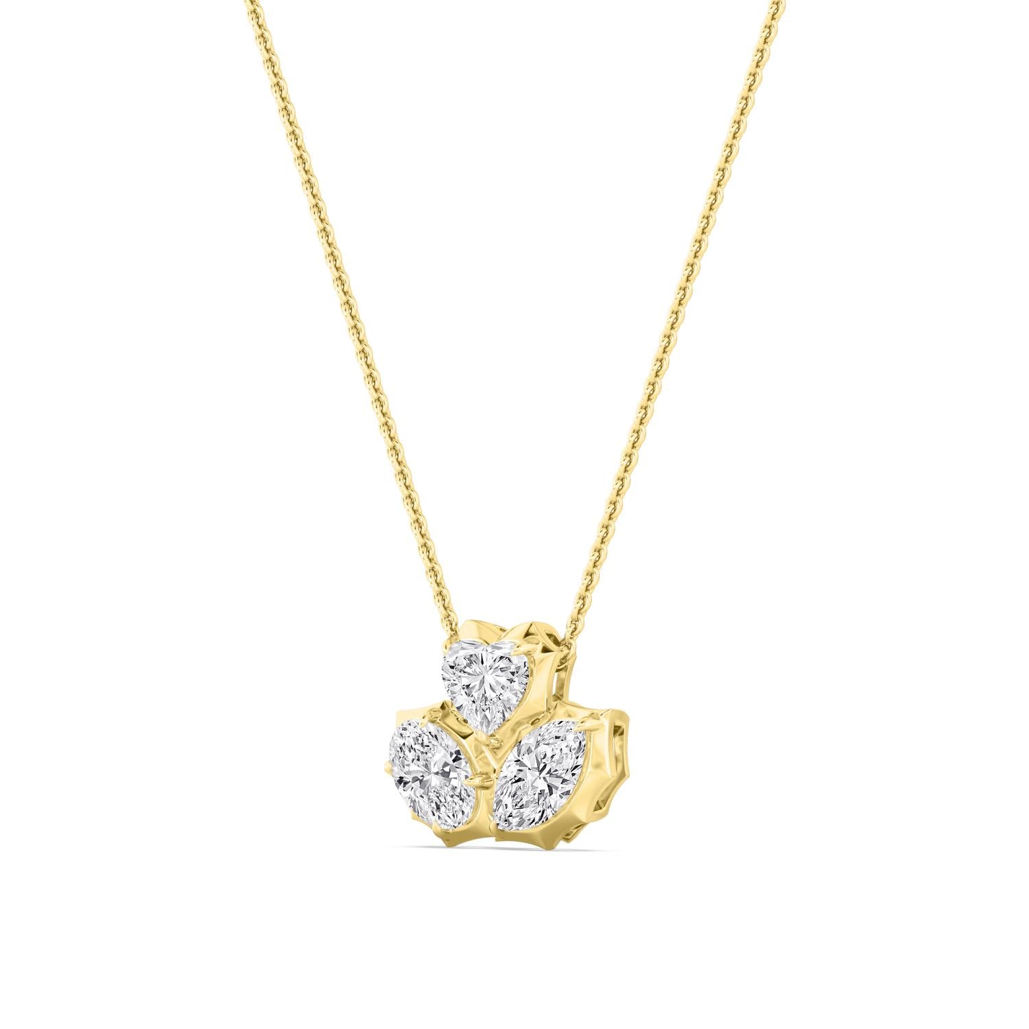 1.59ctw Lab Grown Diamond Multishape Georgian Cut Down Cluster Necklace