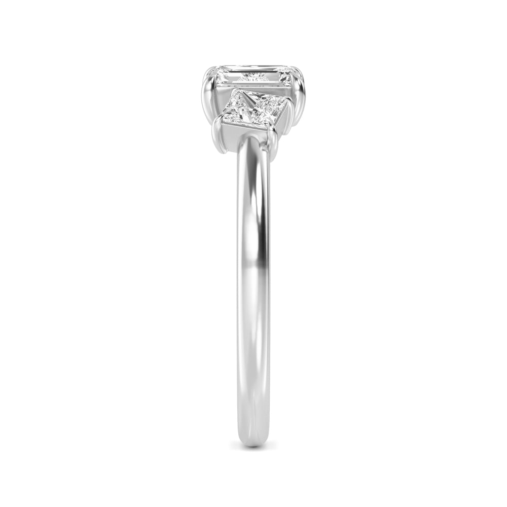 0.65ct Pear Princess and Emerald cut Lab Grown Diamond Three Stone Open Ring
