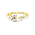 0.65ct Pear Princess and Emerald cut Lab Grown Diamond Three Stone Open Ring