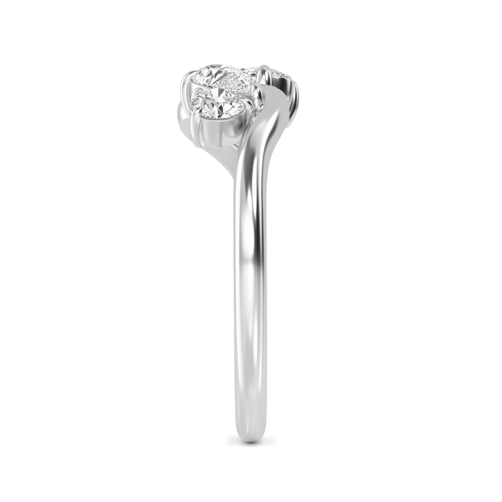 0.65ct Pear Oval and Round cut Lab Grown Diamond Wave Ring