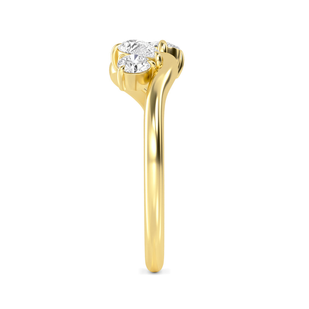 0.65ct Pear Oval and Round cut Lab Grown Diamond Wave Ring