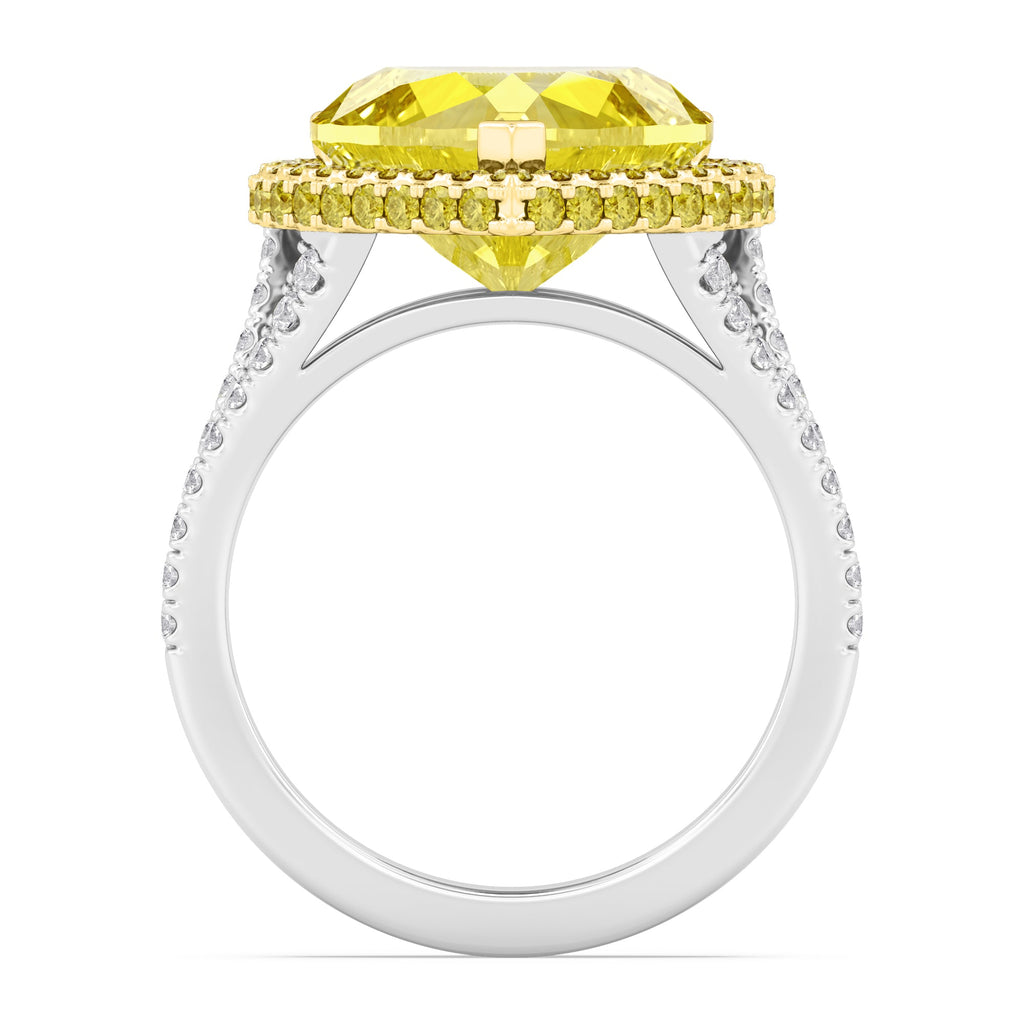 7.11ctw Yellow Heart Lab Grown Diamond Exceptional Halo Engagement Ring