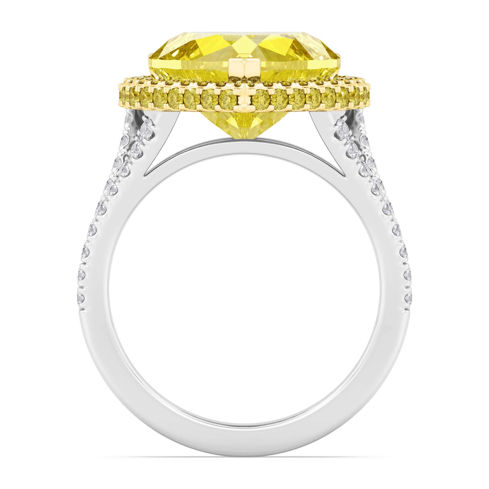 7.11ctw Yellow Heart Lab Grown Diamond Exceptional Halo Engagement Ring