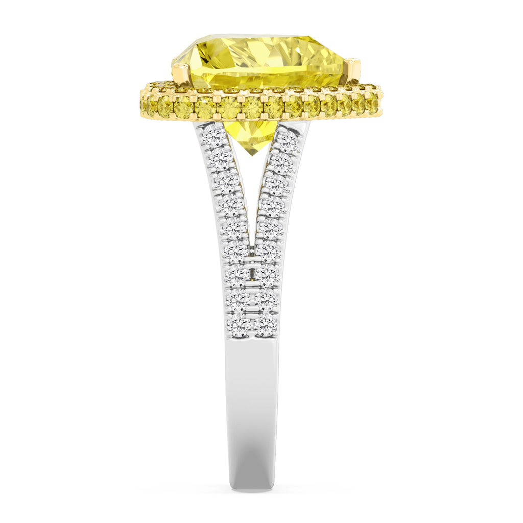 7.11ctw Yellow Heart Lab Grown Diamond Exceptional Halo Engagement Ring