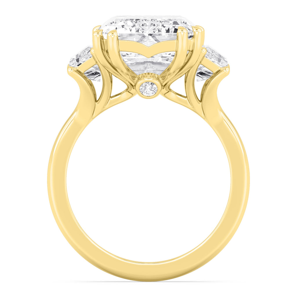 11.45ctw Emerald cut Trapezoid Accent Lab Grown Diamond Exceptional Trilogy Engagement Ring