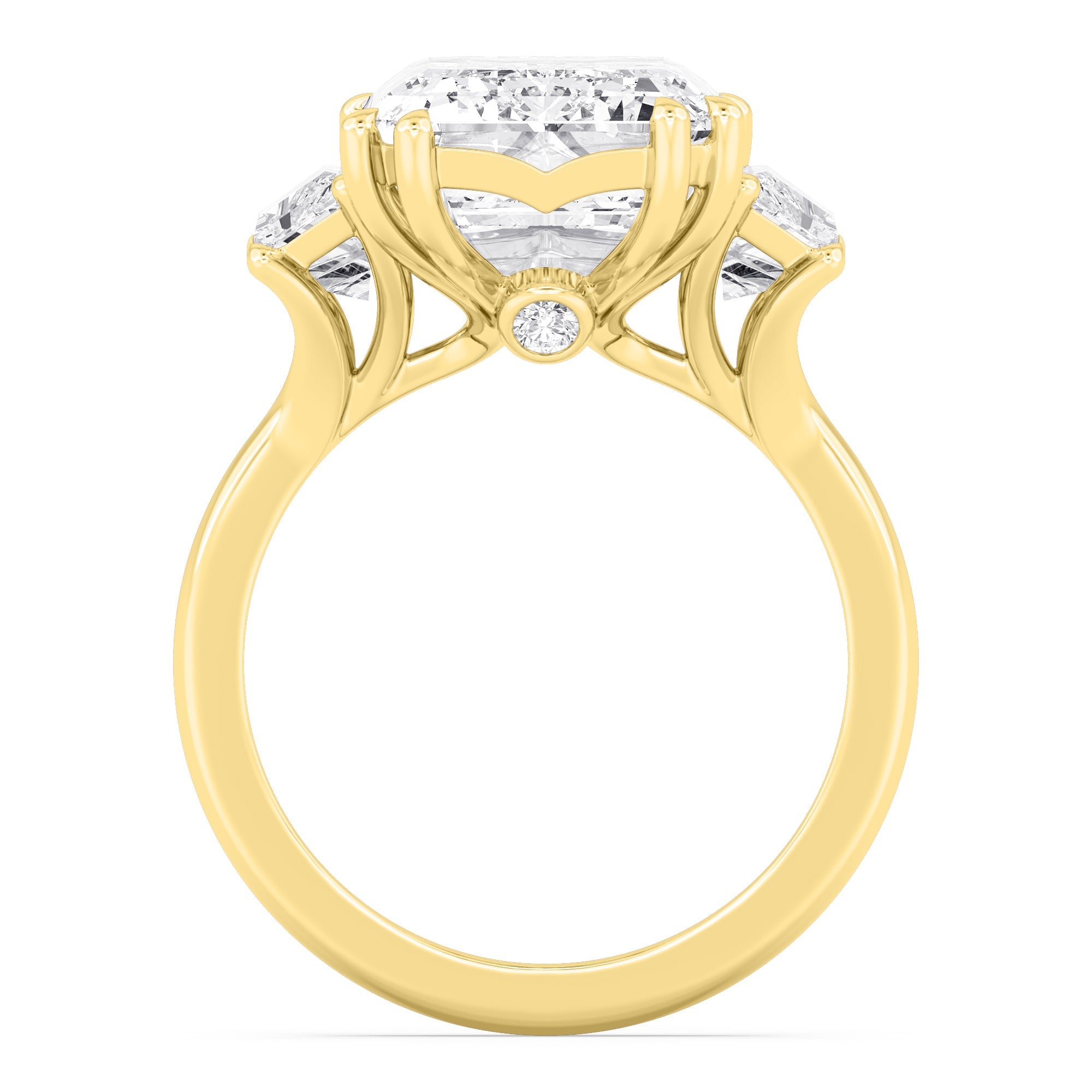 11.45ctw Emerald cut Trapezoid Accent Lab Grown Diamond Exceptional Trilogy Engagement Ring