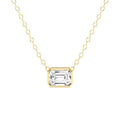 0.50ct Emerald cut Lab Grown Diamond Bezel Solitaire Necklace in 14k Gold