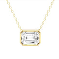2.00ct Lab Grown Diamond Bezel Emerald cut Solitaire Necklace in 14k Gold