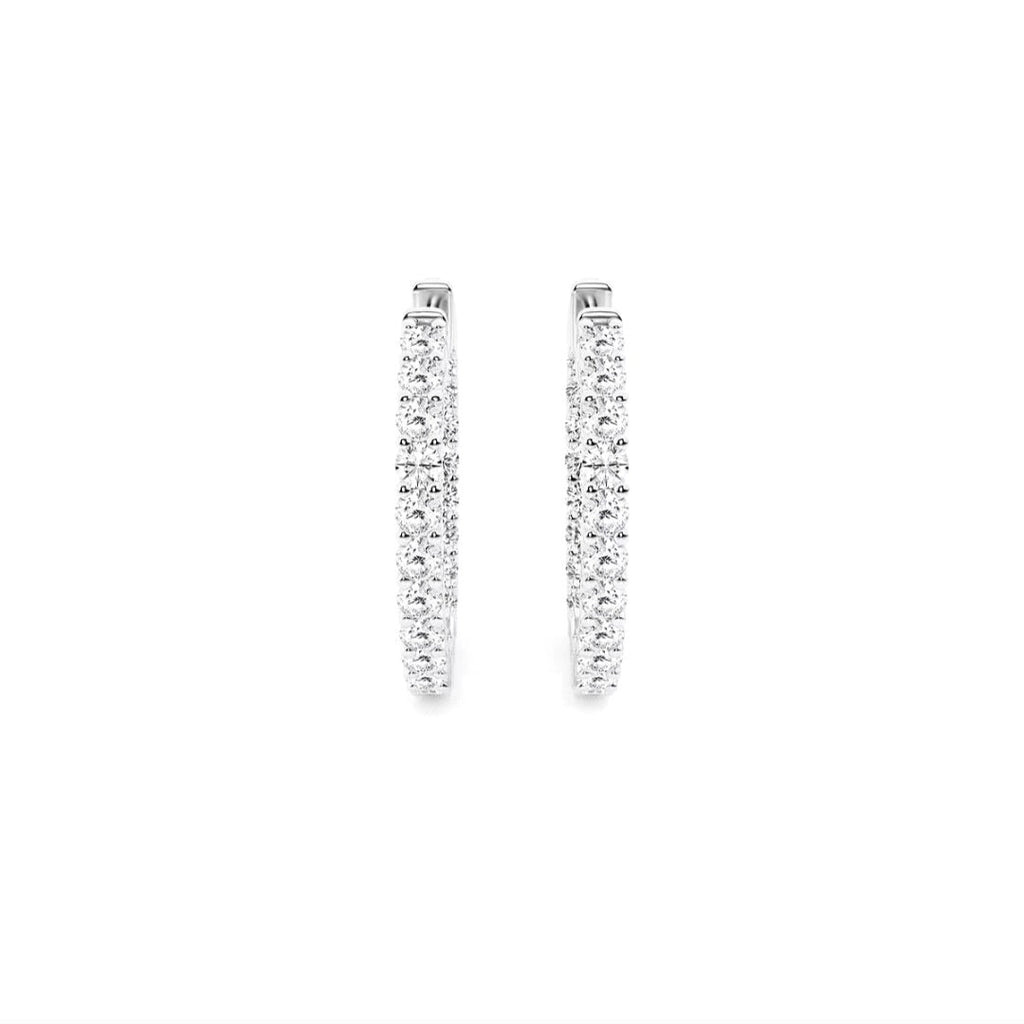 2.00ct Lab Grown Diamond Inside Out 21mm Hoops in 14k Gold