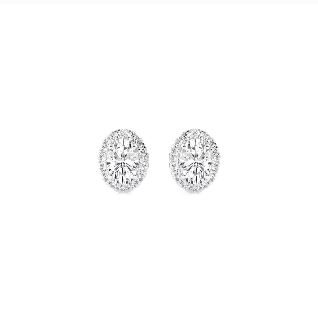 1.25ct Lab Grown Diamond Oval Halo Earrings in 14k Gold