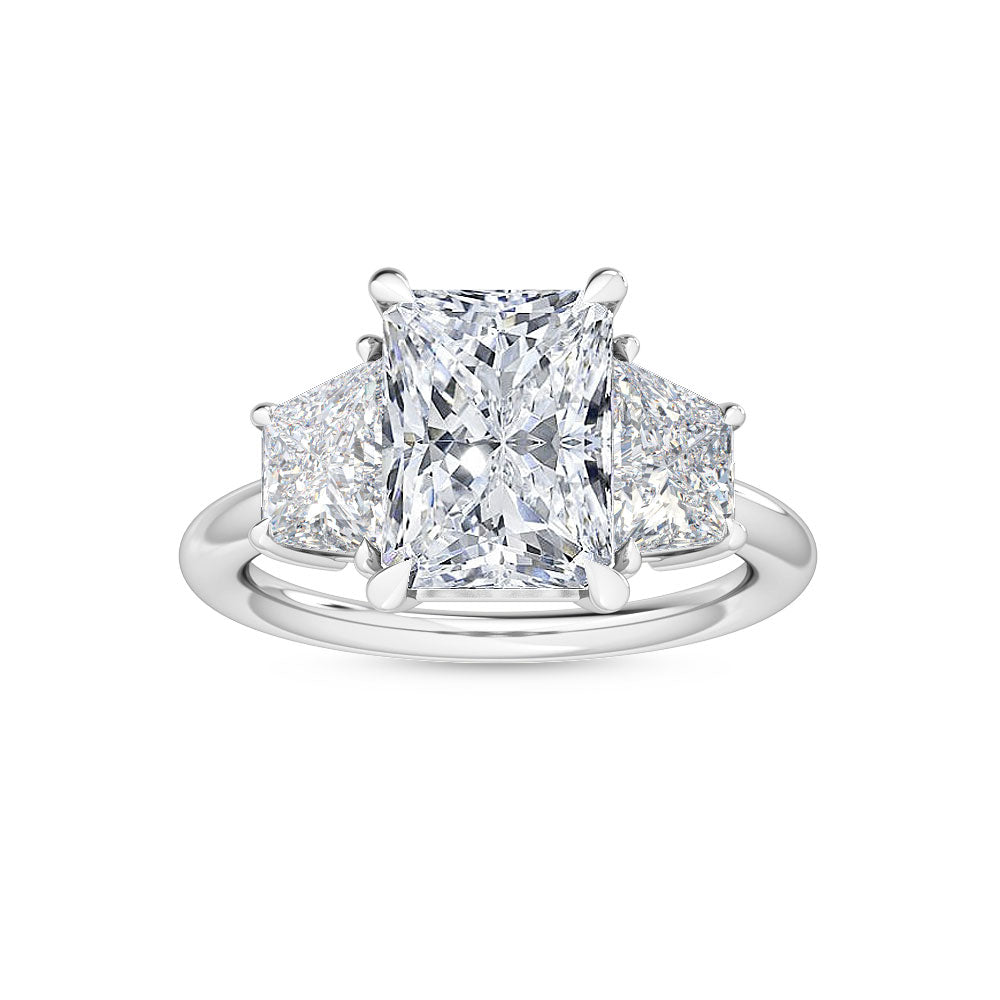 3.00ctw Radiant and Trapezoid cut Lab Grown Diamond Trilogy Engagement Ring