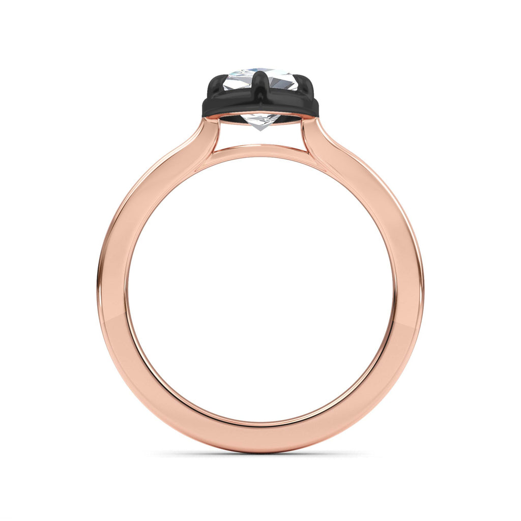 1.30ctw Marquise cut Lab Grown Diamond Blackened Gold Georgian Cut Down Engagement Ring