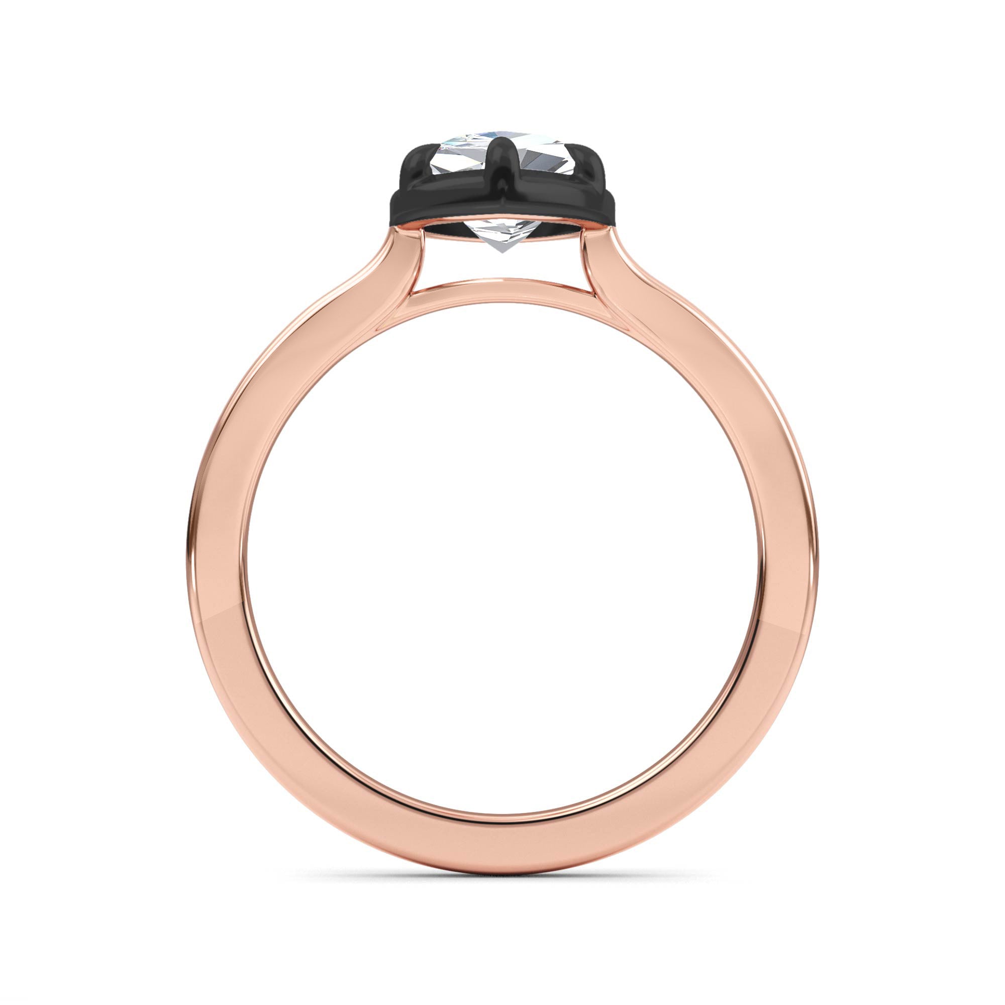 1.30ctw Marquise cut Lab Grown Diamond Blackened Gold Georgian Cut Down Engagement Ring